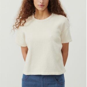 American Vintage Bobypark Tee | Women's Cream Short Sleeve Top Sz L